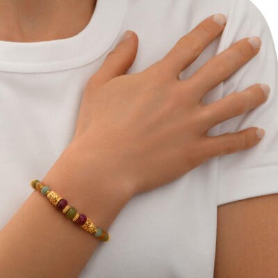 Bracelet SATELLITE Avola en plaqué or, oxyde de zirconium et quartz