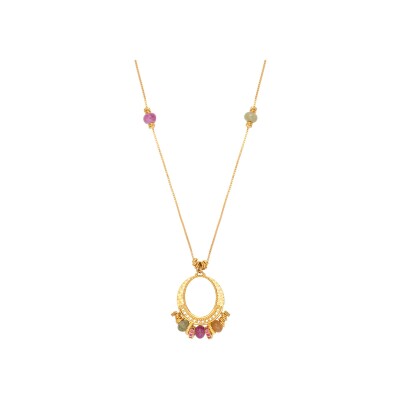 Collier SATELLITE Avola en plaqué or, oxyde de zirconium et quartz