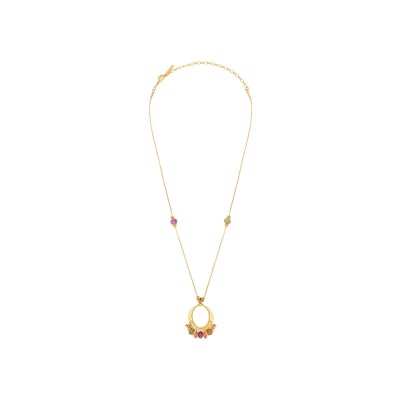Collier SATELLITE Avola en plaqué or, oxyde de zirconium et quartz