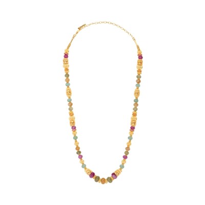 Collier SATELLITE Avola en plaqué or, oxyde de zirconium et quartz
