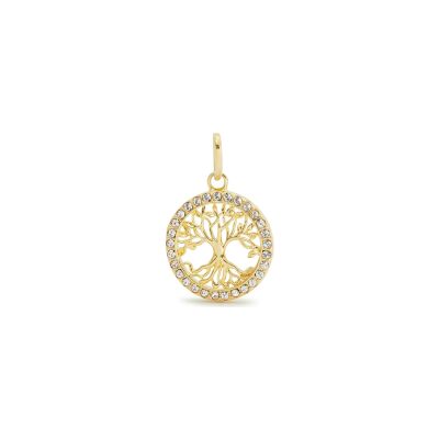 Pendentif Les Néréides Arbre de vie en laiton doré à l'or fin