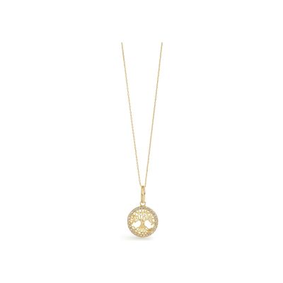 Pendentif Les Néréides Arbre de vie en laiton doré à l'or fin