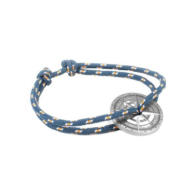 Bracelet sur cordon Le Vent à la Française Rose des vents en argent