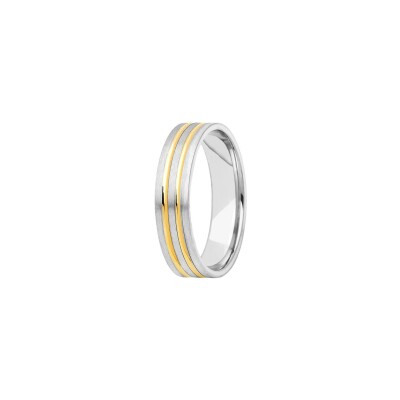 Alliance en or blanc et or jaune, 5mm