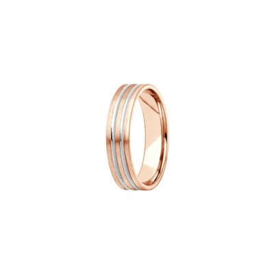 Alliance en or rose et platine, 5mm