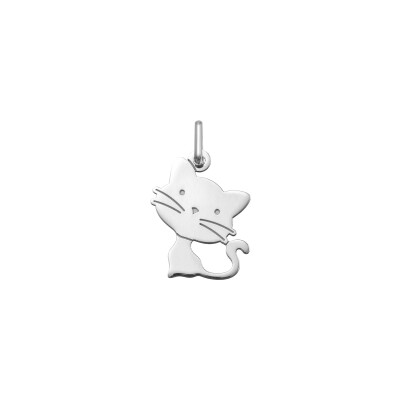 Pendentif chat en or blanc