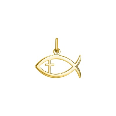 Pendentif symbole chrétien poisson en or jaune