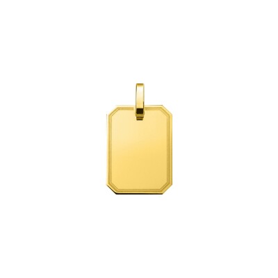 Pendentif à graver plaque rectangle biseauté en or jaune