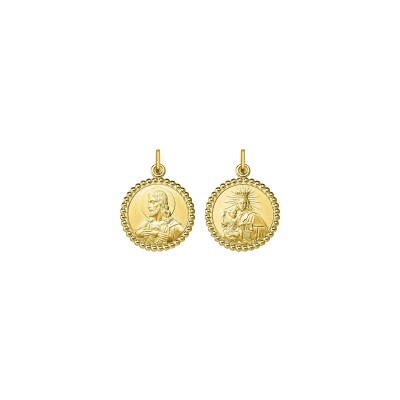 Médaille Scapulaire Vierge du Carmel en or jaune