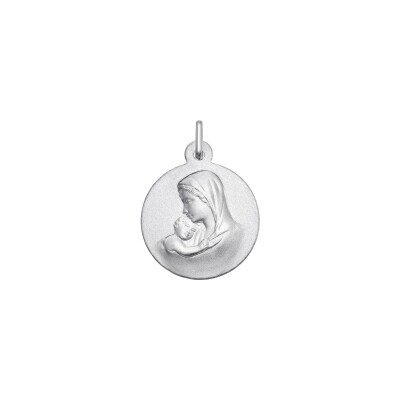 Médaille Vierge à l'enfant en or blanc