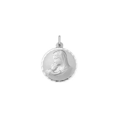Médaille Vierge à l'enfant en or blanc