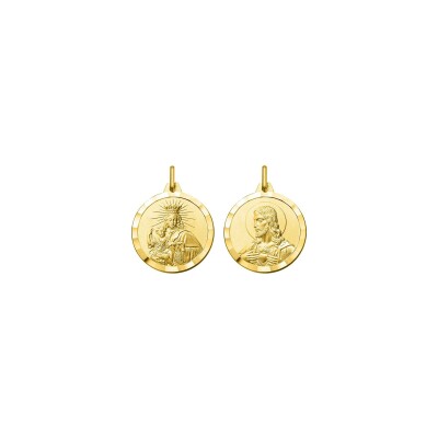 Médaille Scapulaire Vierge du Carmel en or jaune