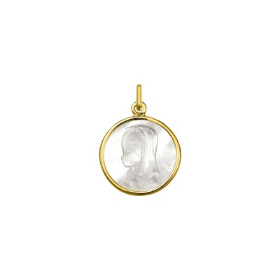 Médaille Vierge en or jaune et nacre