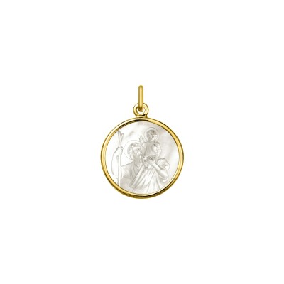 Pendentif Christ en or jaune et nacre
