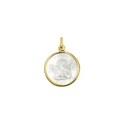 Médaille Ange en or jaune et nacre