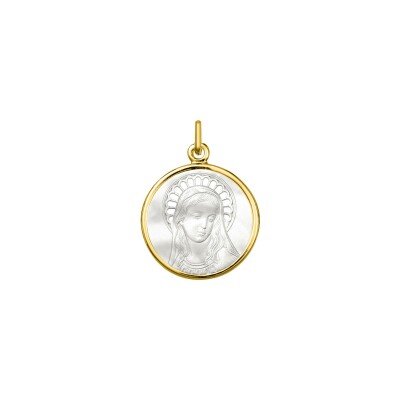 Médaille Vierge couronnée en or jaune et nacre