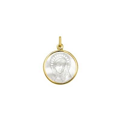 Médaille Vierge en or jaune et nacre