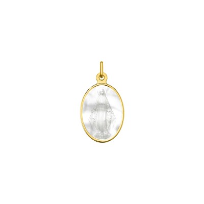 Pendentif Vierge miraculeuse en or jaune et nacre