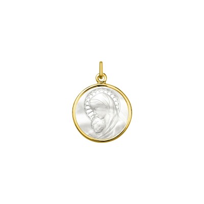 Médaille Vierge en or jaune et nacre