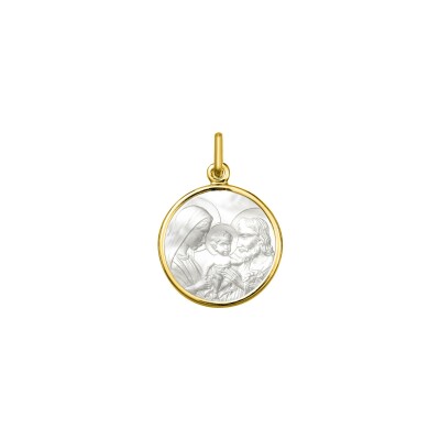 Médaille Sainte Famille en or jaune et nacre