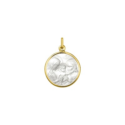 Médaille Sainte Famille en or jaune et nacre