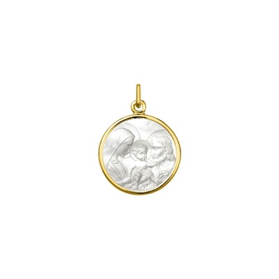 Médaille Sainte Famille en or jaune et nacre