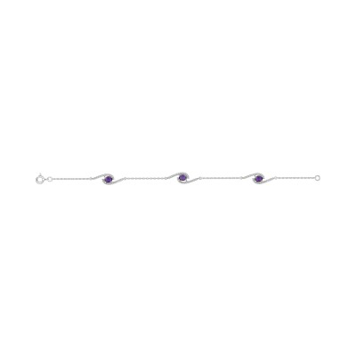 Bracelet en argent rhodié et oxyde de zirconium