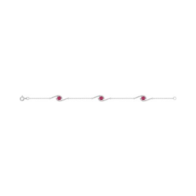 Bracelet en argent rhodié et oxyde de zirconium