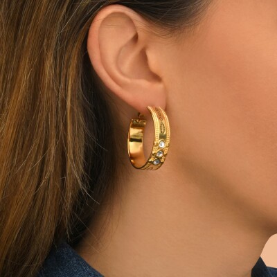 Boucles d'oreilles SATELLITE Arizona Dream en plaqué or et cristal