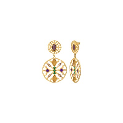Boucles d'oreilles SATELLITE Arizona Dream en plaqué or et cristal