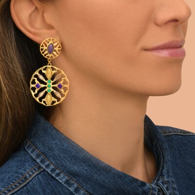 Boucles d'oreilles SATELLITE Arizona Dream en plaqué or et cristal