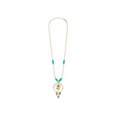 Collier SATELLITE Arizona Dream en plaqué or, aventurine, améthyste et jade