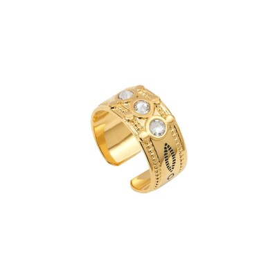 Bague SATELLITE Arizona Dream en plaqué or et cristal, taille ajustable