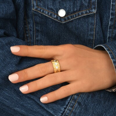 Bague SATELLITE Arizona Dream en plaqué or et cristal, taille ajustable