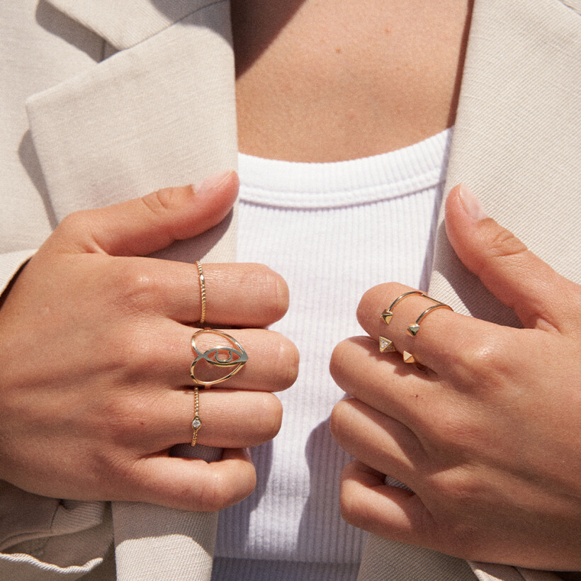 Bague Charlet Cœur à cœur en or jaune et diamant