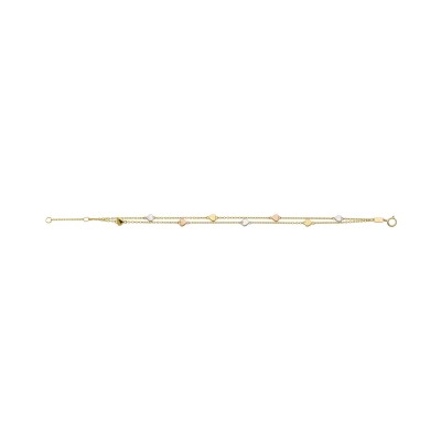 Bracelet coeur en or jaune, 18cm