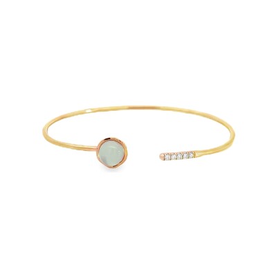 Bracelet en or rose, pierre de lune et diamants