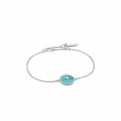 Bracelet Ania Haie Hidden Gem en argent rhodié, oxyde de zirconium et turquoise reconstituée