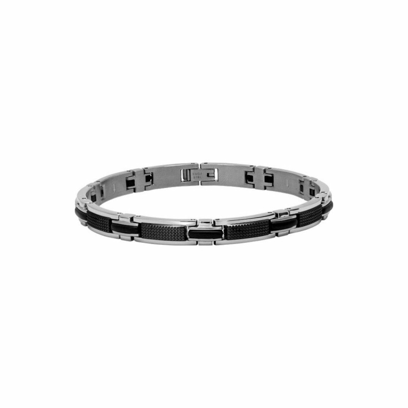 Bracelet Rochet Shaft en acier et PVD noir 22cm