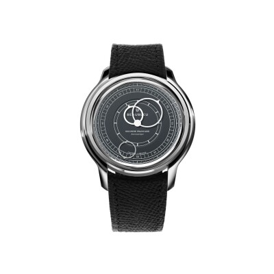 Montre BeauBleu Seconde Française grey anthracite bracelet noir grainé