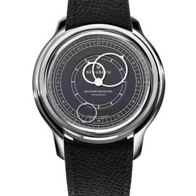 Montre BeauBleu Seconde Française grey anthracite bracelet noir grainé