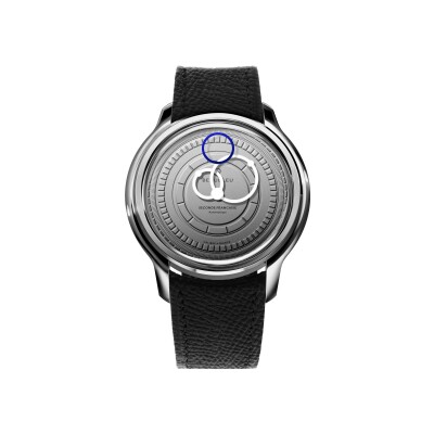 Montre BeauBleu Seconde Française pearl grey bracelet noir grainé