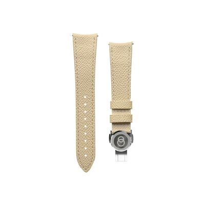 BeauBleu cream grained leather watch strap with steel clasp 20x16mm