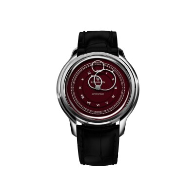 BeauBleu La Pièce N.1 wine-red watch with black alligator leather strap