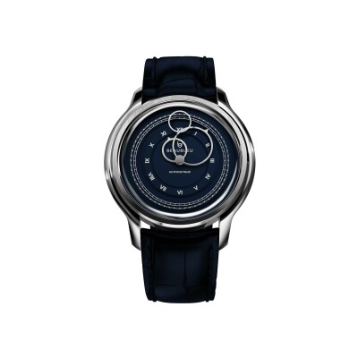 Montre BeauBleu La Pièce N.1 empire blue bracelet en cuir bleu caïman