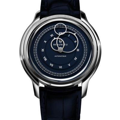 Montre BeauBleu La Pièce N.1 empire blue bracelet en cuir bleu caïman