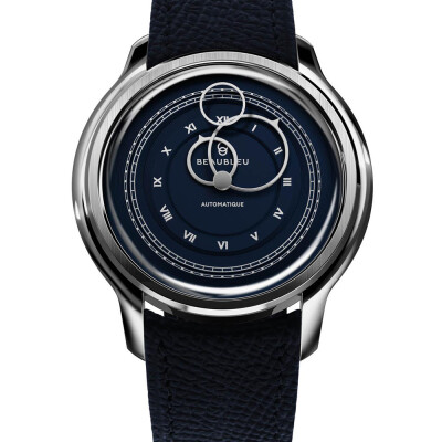 Montre BeauBleu La Pièce N.1 empire blue bracelet en cuir bleu grainé