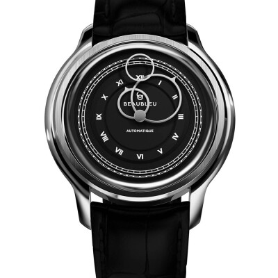 Montre BeauBleu La Pièce N.1 graphite bracelet en cuir noir caïman