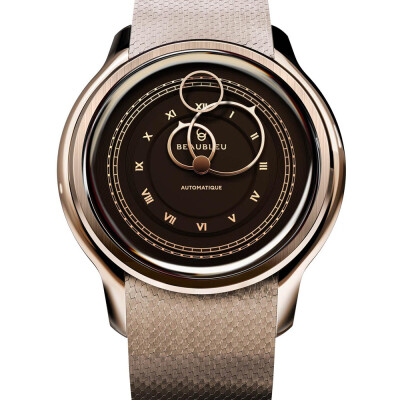 Montre BeauBleu La Pièce N.1 moka bracelet acier or rose
