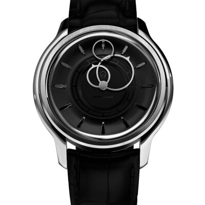 Montre BeauBleu La Pièce N.2 noir bracelet en cuir noir caïman